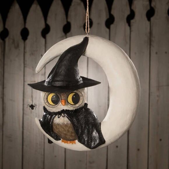 New Bethany Lowe Witchy Owl On Moon Full Size Halloween Decor - Picture 1 of 2